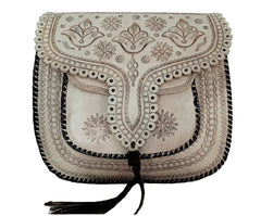 Hand-Tooled Moroccan Leather Crossbody Bag