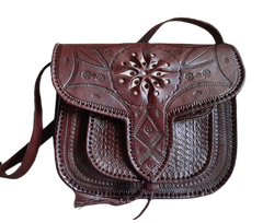 Hand-Tooled Moroccan Leather Crossbody Bag