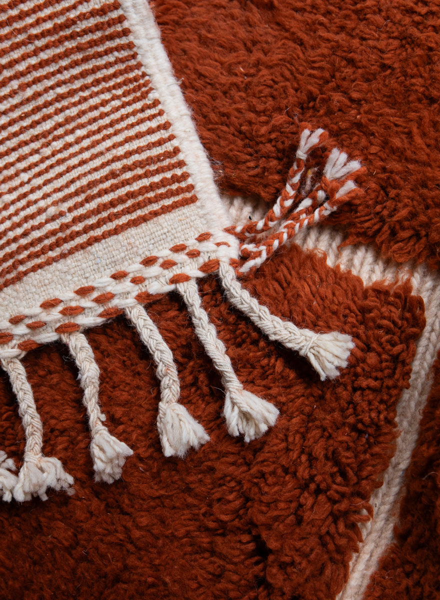 Hand tufted Orange Moroccan Rug 6x9ft