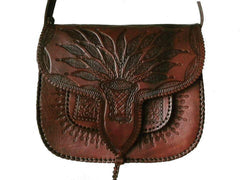 Hand-Tooled Moroccan Leather Crossbody Bag