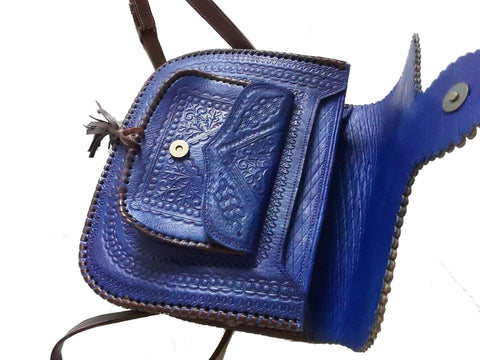 Hand-Tooled Moroccan Leather Crossbody Bag