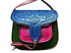 Hand-Tooled Moroccan Leather Crossbody Bag